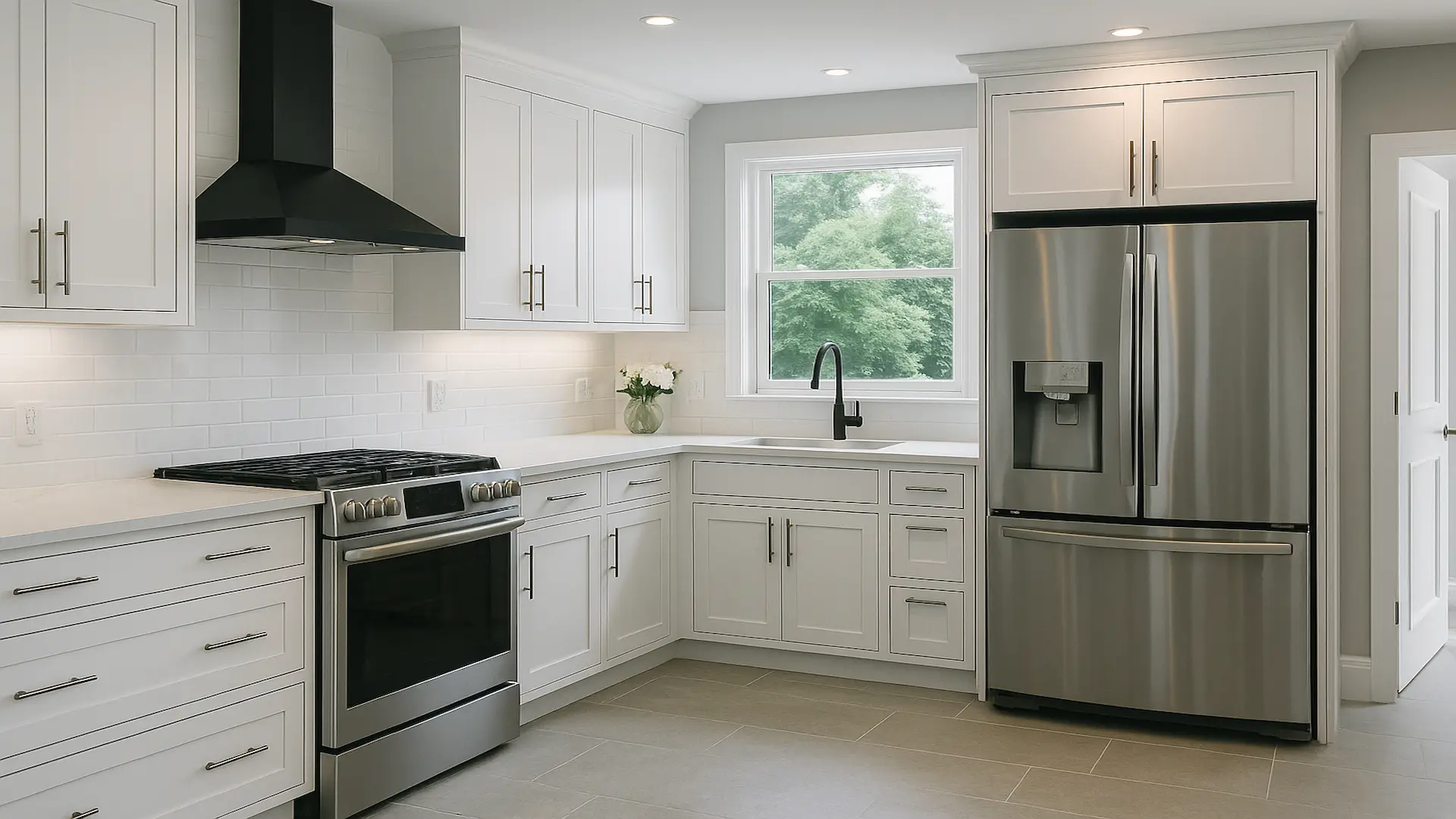 Luxury London kitchen and bathroom by Forge Build with bespoke joinery, tiling and coordinated MEP upgrades
